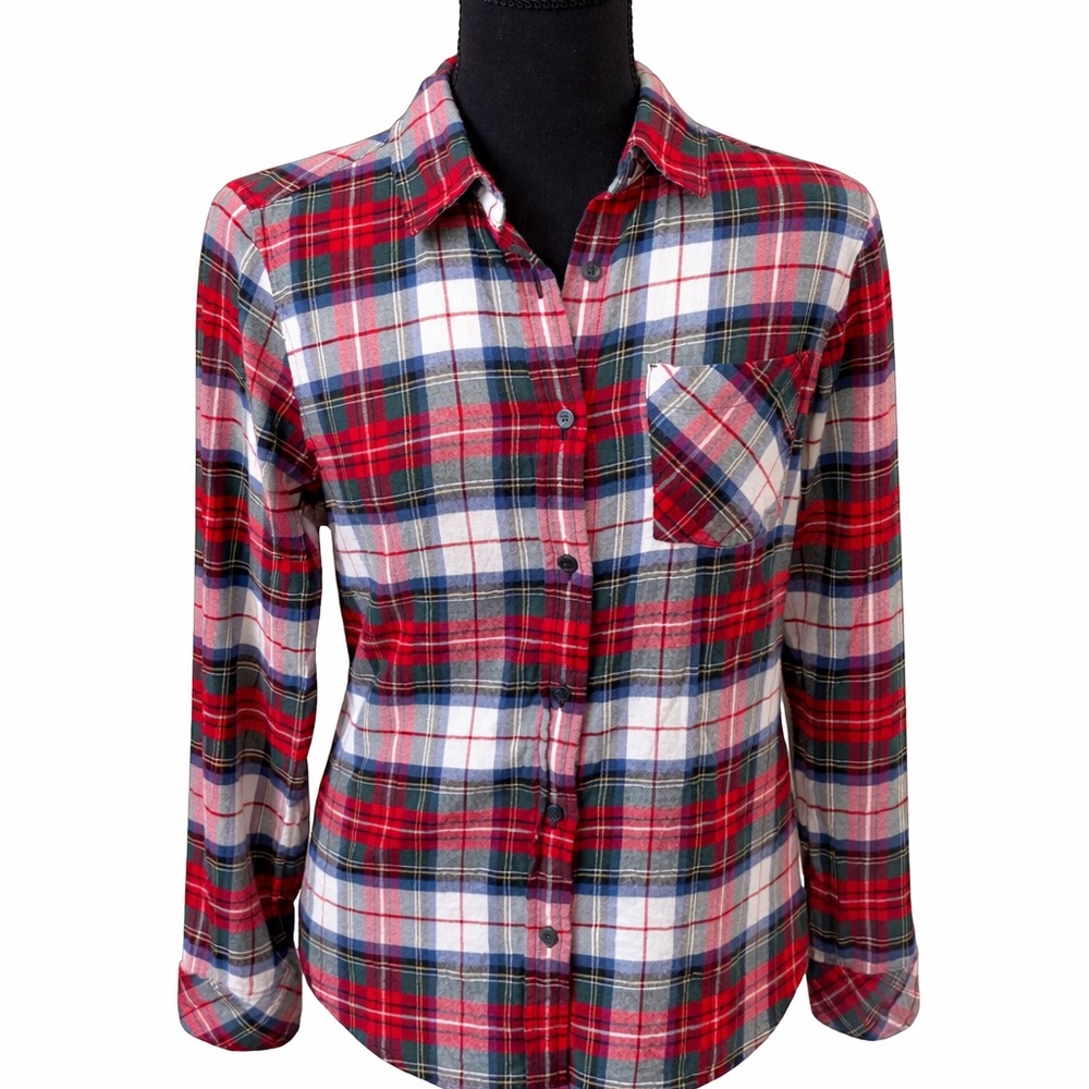 Pendleton Red Blue Plaid 100% Cotton Button Front Shirt